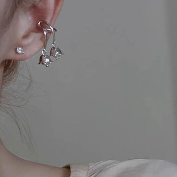 DAIIIBABYYY  -   Lily of the Valley Flower Drop Ear Cuff Earrings Clips for Women Floral No-piercing Korean Fashion Earring Jewelry